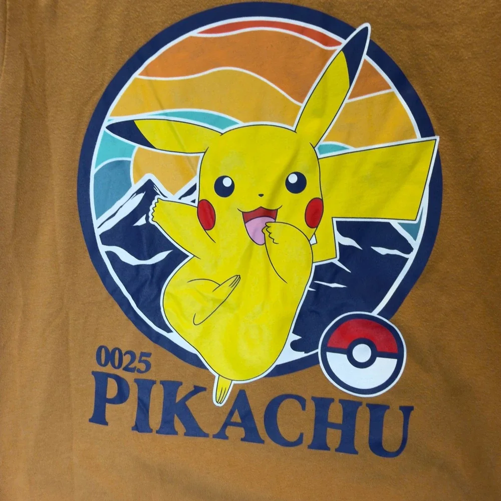 Pokemon Pikachu Boys Graphic T-Shirt Yellow Ochre Mad Engine Size L 12